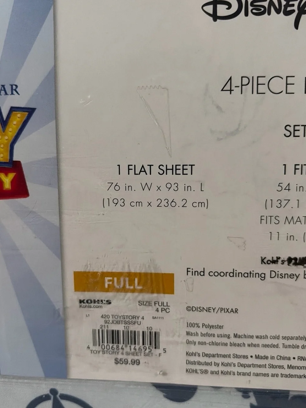 Kohl's Toy Story Reversible Bedding Set - Blue, White, Red